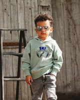 Super Soft Hooded Brushed Jersey Sweatshirt With Graphic Print Green-3