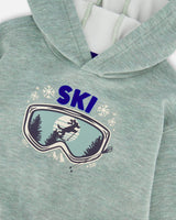 Super Soft Hooded Brushed Jersey Sweatshirt With Graphic Print Green-2