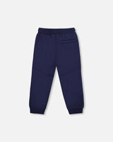 Fleece Sweatpants With Pockets Navy Blue-2