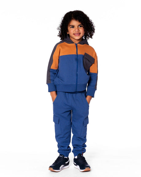 Fleece Sweatpants With Cargo Pockets Blue-1