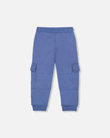Fleece Sweatpants With Cargo Pockets Blue-2