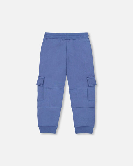 Fleece Sweatpants With Cargo Pockets Blue-2