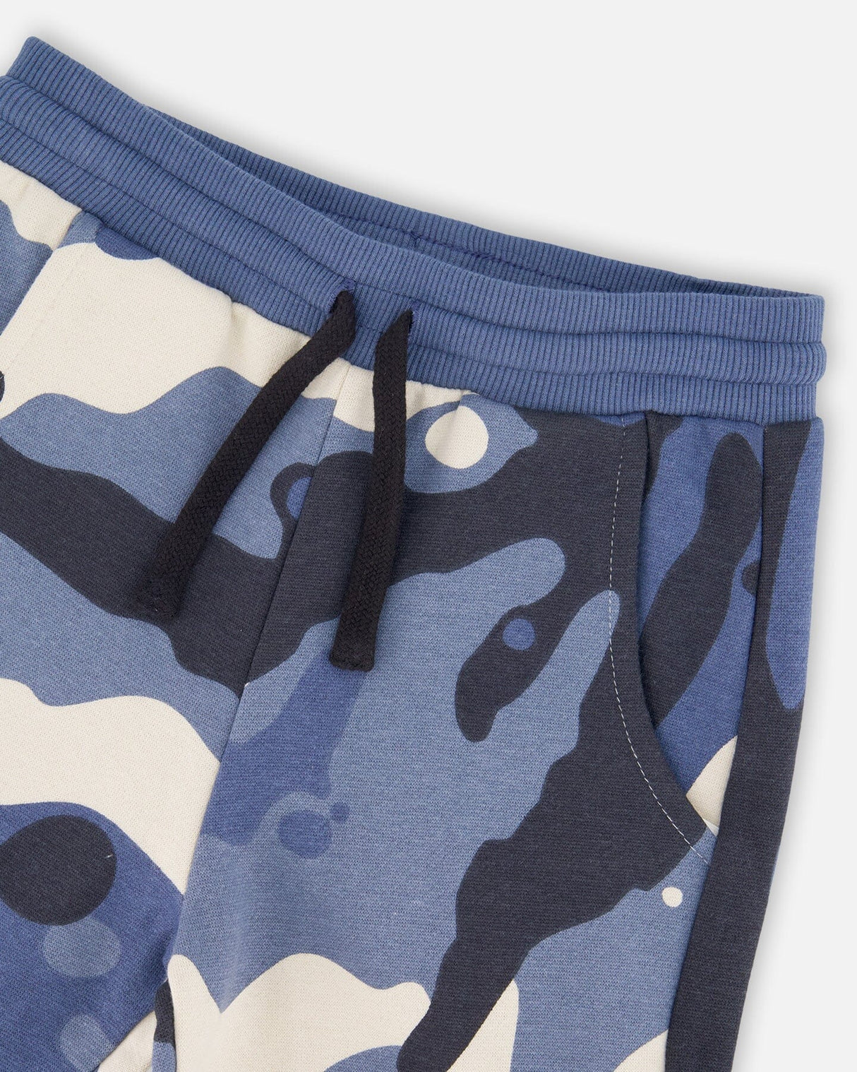 Fleece Sweatpants With Cargo Pockets Blue Camouflage-3