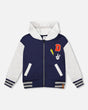 Full Zip Hooded Fleece Jacket Navy Blue-0