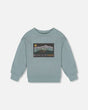 Animated Print French Terry Sweatshirt Sage Green-0