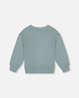 Animated Print French Terry Sweatshirt Sage Green-2