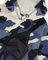 Hooded Fleece Sweatshirt With Crossbody Bag Blue Camouflage-3