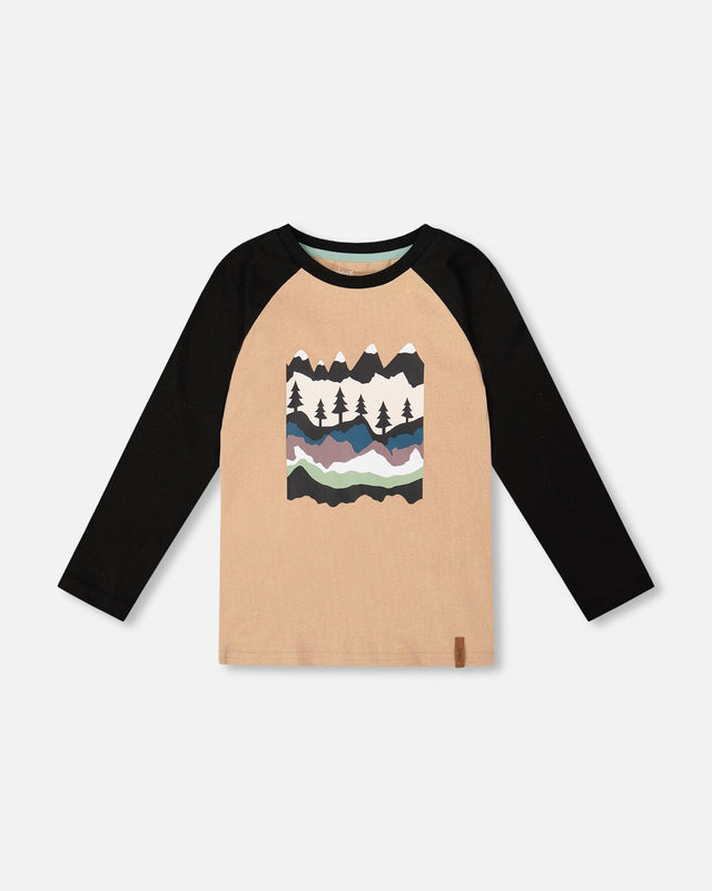 Long Raglan Sleeve Jersey Tee Beige-0