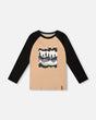 Long Raglan Sleeve Jersey Tee Beige-0