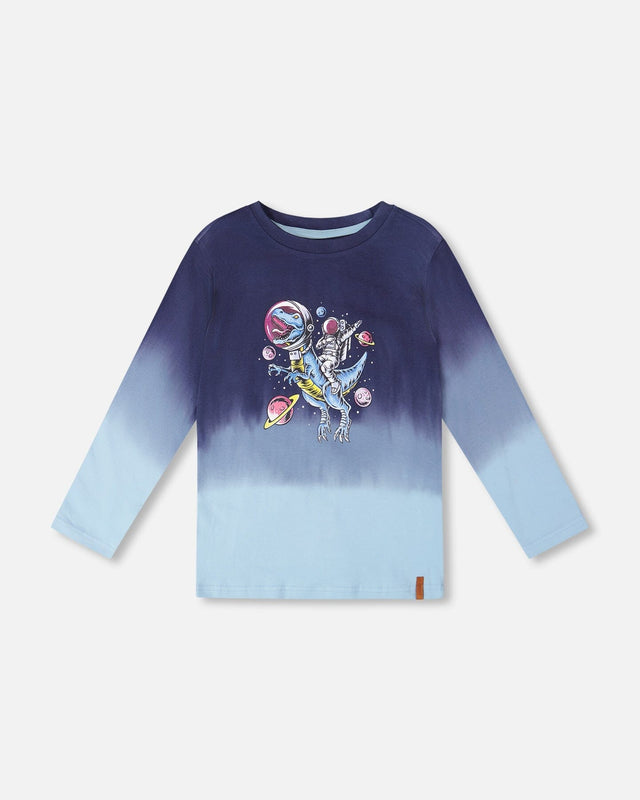 Long Sleeve Organic Cotton Gradient Jersey Tee Blue-0