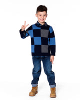 Knit Sweater Blue Checkered-1