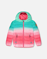 Quilted Mid-Season Jacket Green And Pink Gradient-0