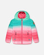 Quilted Mid-Season Jacket Green And Pink Gradient-0