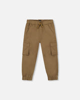 Twill Jogger Cargo Pants In Taupe-0