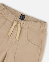 Twill Jogger Pants With Patch Pockets In Beige-3