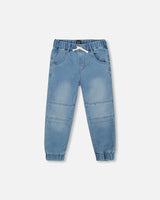 French Terry Jogger Pants Light Blue Denim-0