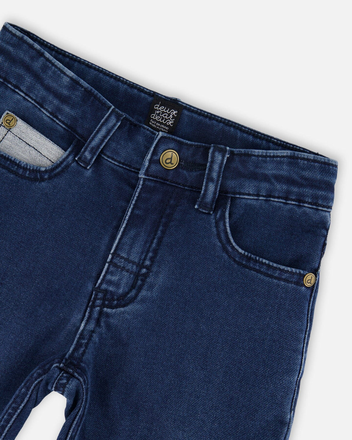 French Terry Blue Denim Pants With Contrasting Patch-3