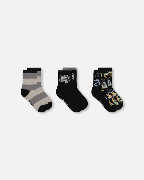 3-Pack Knit Socks Black-2