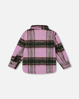 Zipped Plaid Overshirt Mauve And Green-3