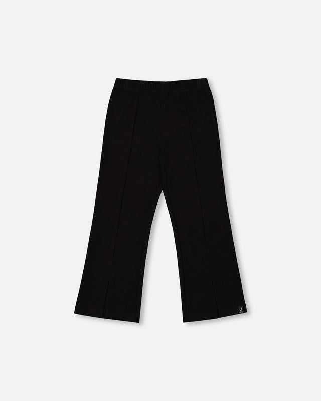 Ribbed Leggings Bootleg With Slit Black-0