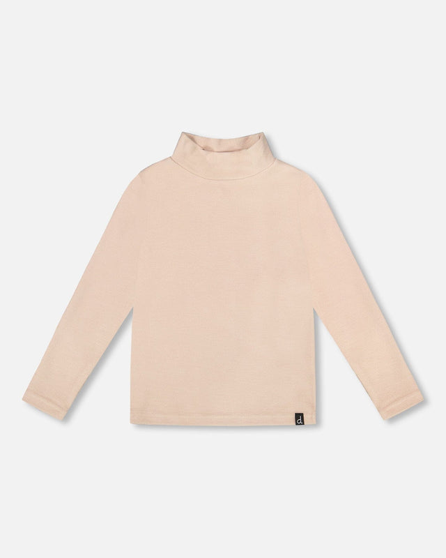 Super Soft Ribbed Mock Neck Top Light Caramel-0