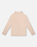 Super Soft Ribbed Mock Neck Top Light Caramel-2