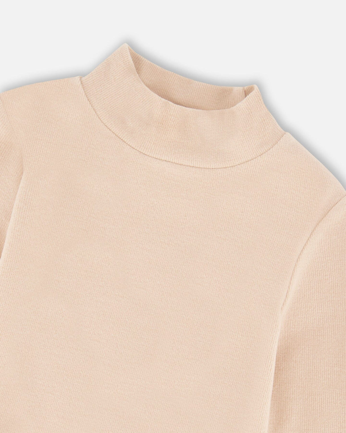 Super Soft Ribbed Mock Neck Top Light Caramel-3