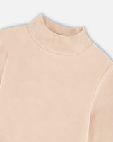 Super Soft Ribbed Mock Neck Top Light Caramel-3