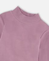 Super Soft Ribbed Mock Neck Top Purple Gray-2