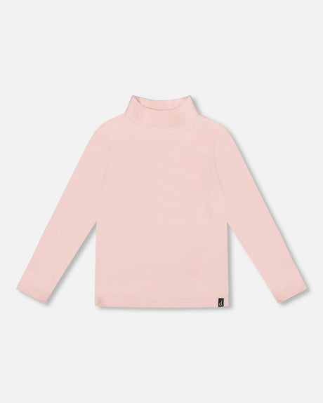 Super Soft Ribbed Mock Neck Top Pink-0