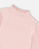 Super Soft Ribbed Mock Neck Top Pink-3