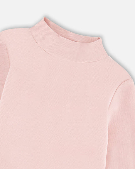 Super Soft Ribbed Mock Neck Top Pink-3