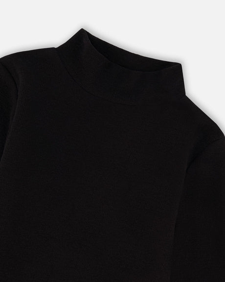 Super Soft Ribbed Mock Neck Top Black-3