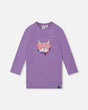 Tunic Tee With Graphic Print Purple Gray-0