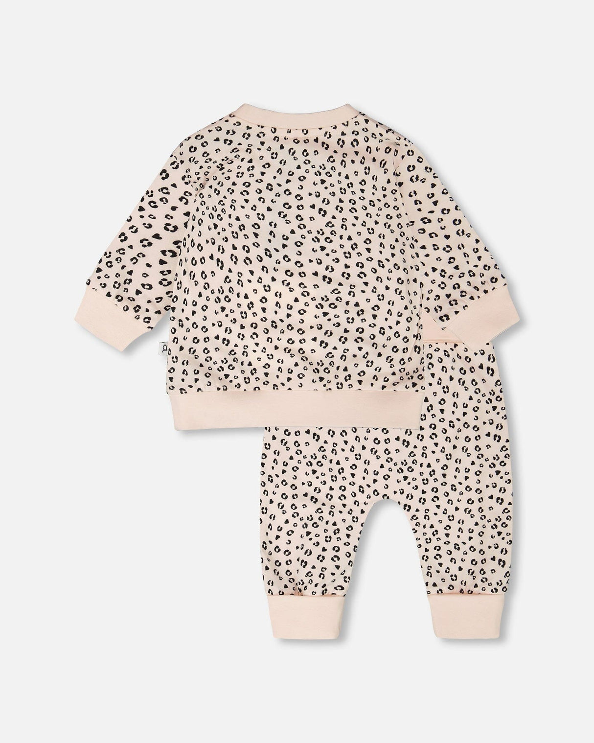 Organic Cotton Jersey Sweater And Pants Set Peach Animal Print-1