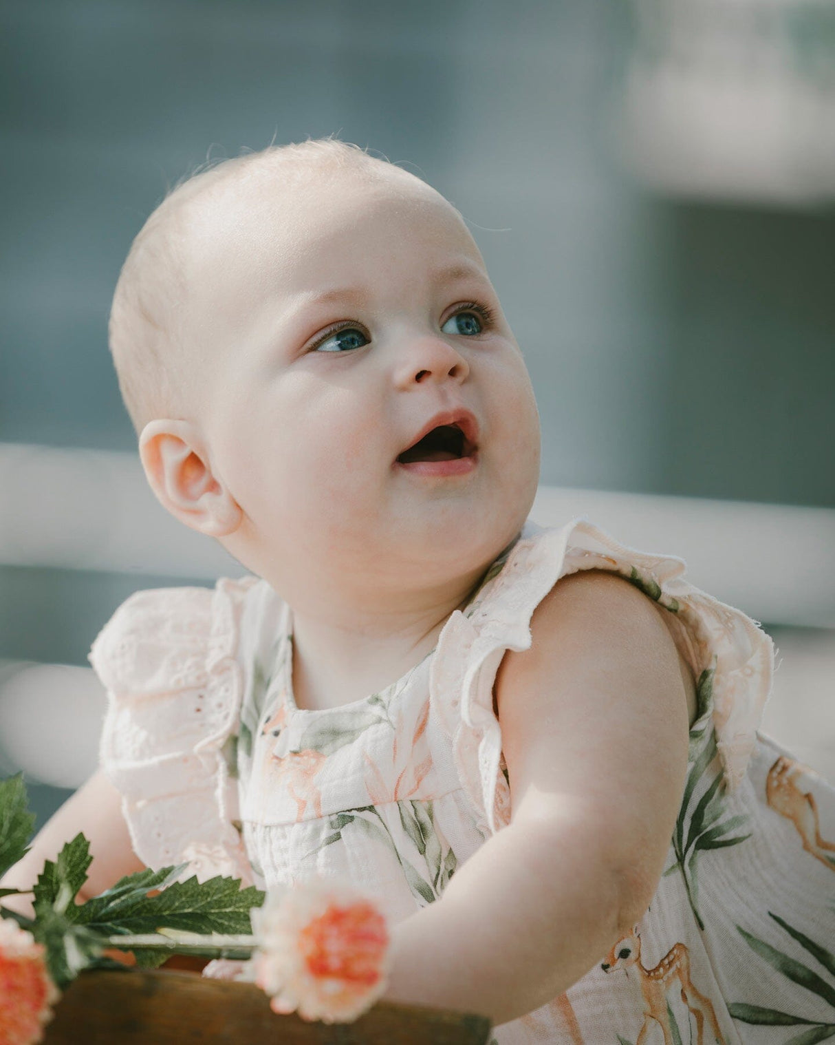 Muslin Dress And Bloomer Set Peach Deer Print-2