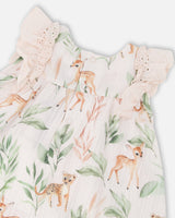 Muslin Dress And Bloomer Set Peach Deer Print-4