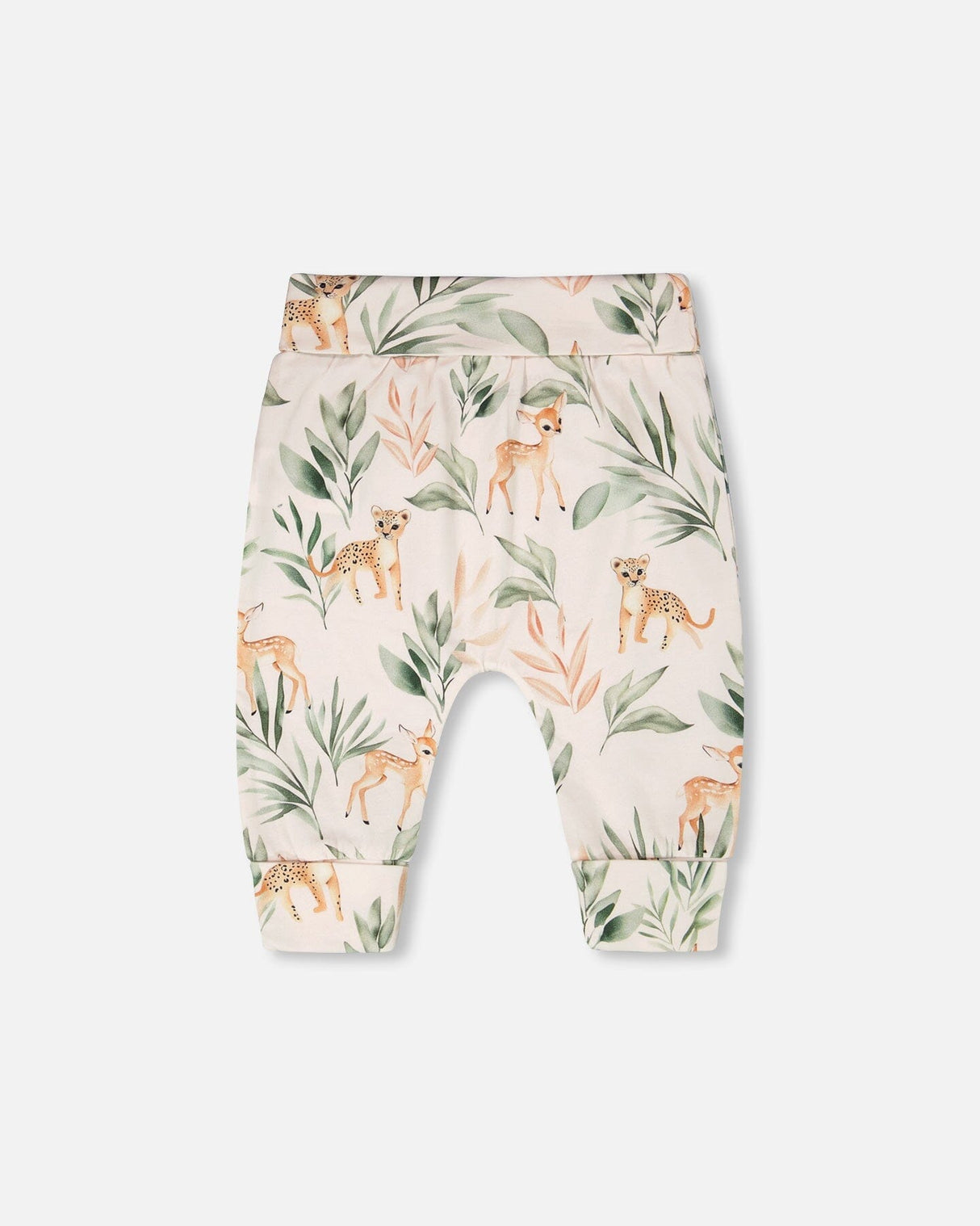 Organic Cotton Jersey Evolutive Pants Peach Deer Print-1
