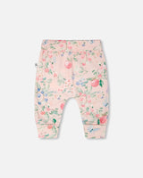 Organic Cotton Jersey Evolutive Pants Pink Printed Berries-1