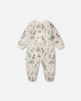 Organic Cotton Jersey One-Piece Pyjama Beige Zebra Print-1