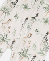 Organic Cotton Jersey One-Piece Pyjama Beige Zebra Print-2