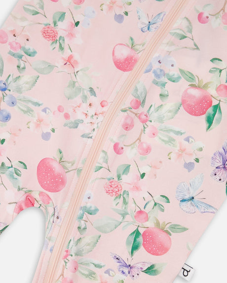 Organic Cotton Jersey One-Piece Pyjama Pink Printed Berries-2