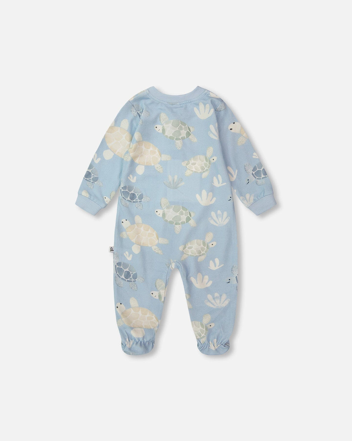 Organic Cotton Jersey One-Piece Pyjama Blue Turtle Print-1
