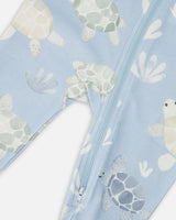 Organic Cotton Jersey One-Piece Pyjama Blue Turtle Print-2