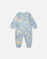 Organic Cotton Jersey One-Piece Pyjama Blue Turtle Print-2