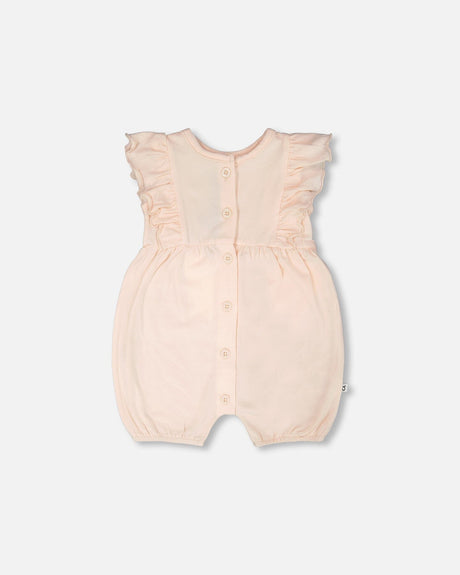 Organic Cotton Jersey Romper With Frills Peach-0