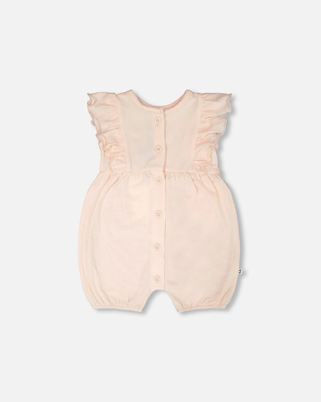 Organic Cotton Jersey Romper With Frills Peach-0