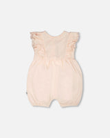 Organic Cotton Jersey Romper With Frills Peach-1