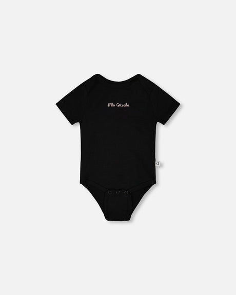 Evolutive Organic Cotton Jersey Onesie Black-1