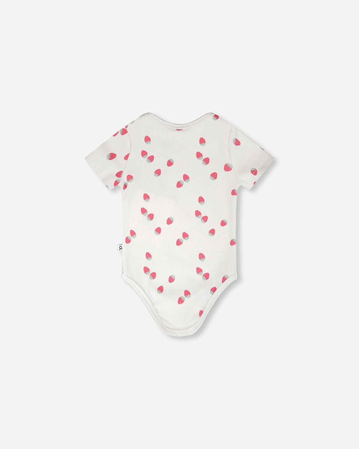 Evolutive Cotton Rib Jersey Onesie White Printed Strawberries-2